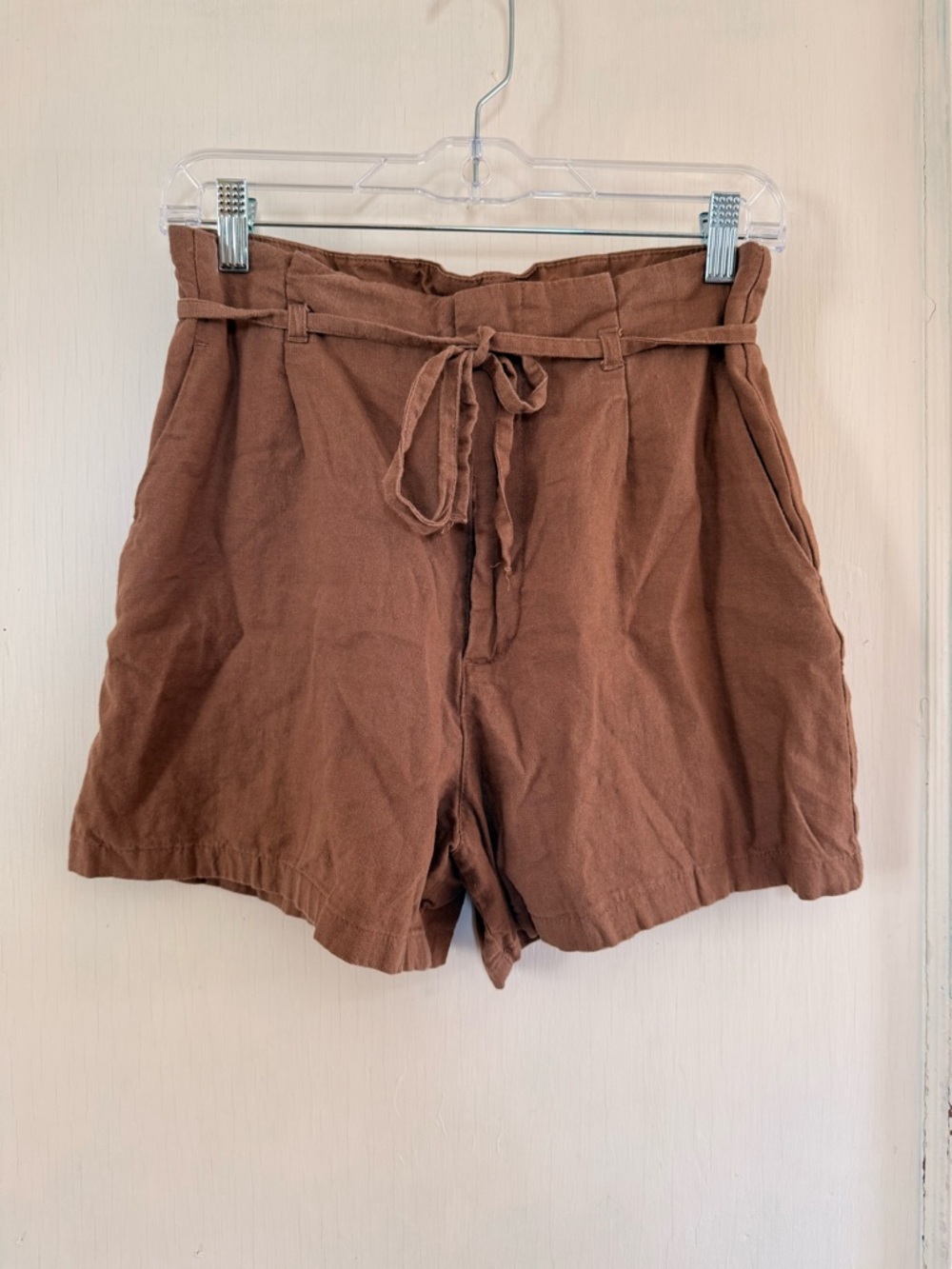 Women's Linen Blend High Waist Tie Shorts
